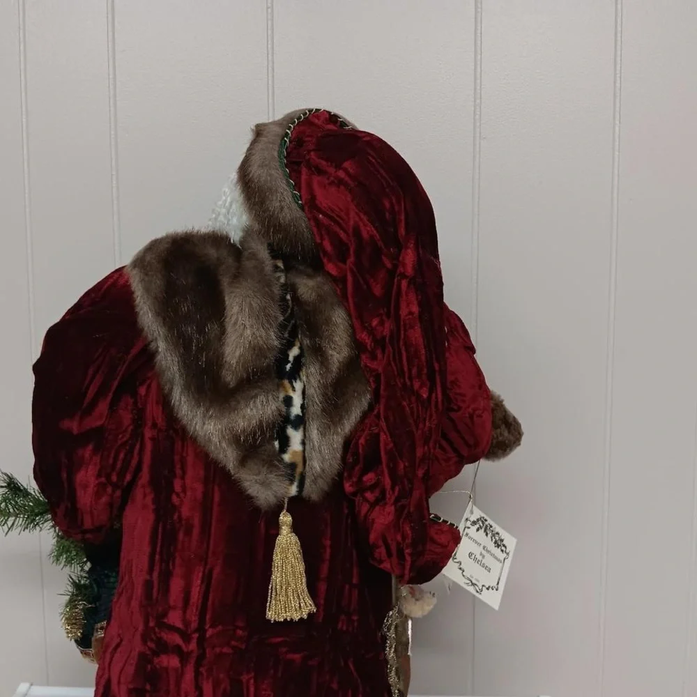 Holiday Santa Figure in Red and Green Velvet